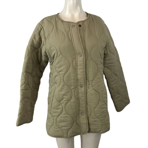 LUCKY BRAND ~ WOMENS SMALL ~ TAN QUILTED BUTTON UP CHORE BARN COAT JACKET - Picture 1 of 7